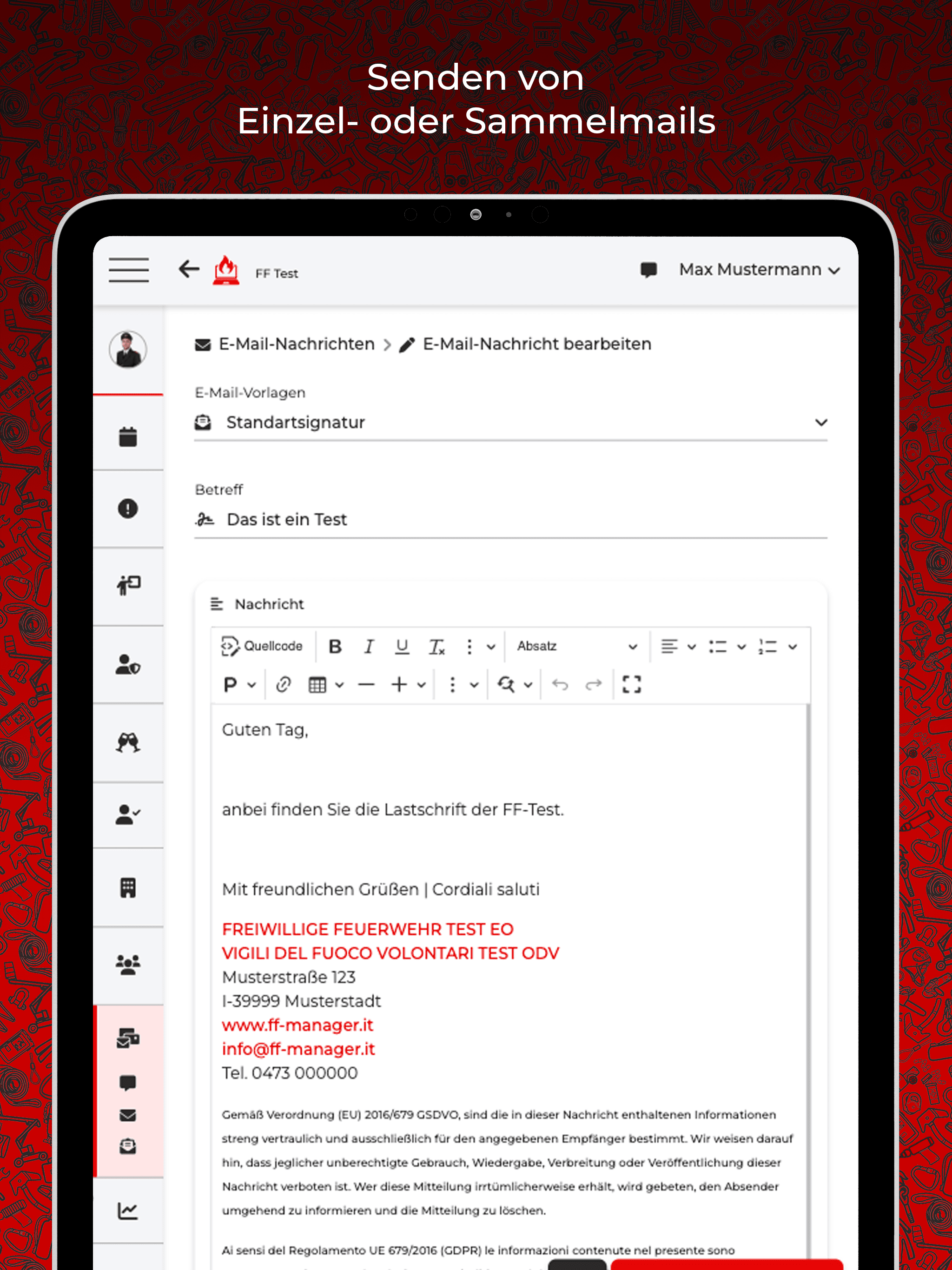 FF Manager Screenshots IPad DE E Mail