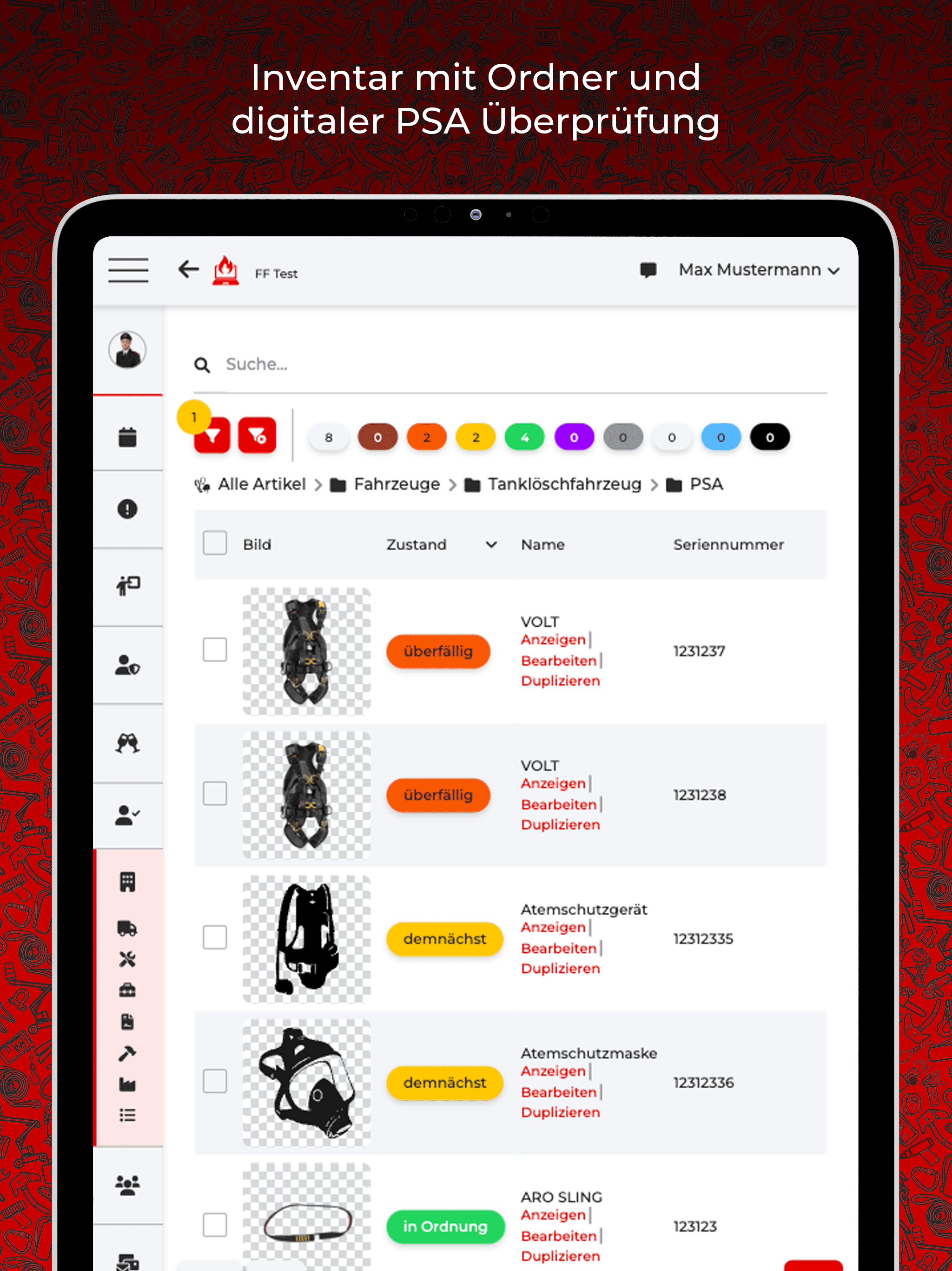 FF Manager Screenshots IPad DE Inventar